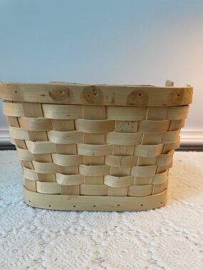 Natural Woven Wood Storage Basket -